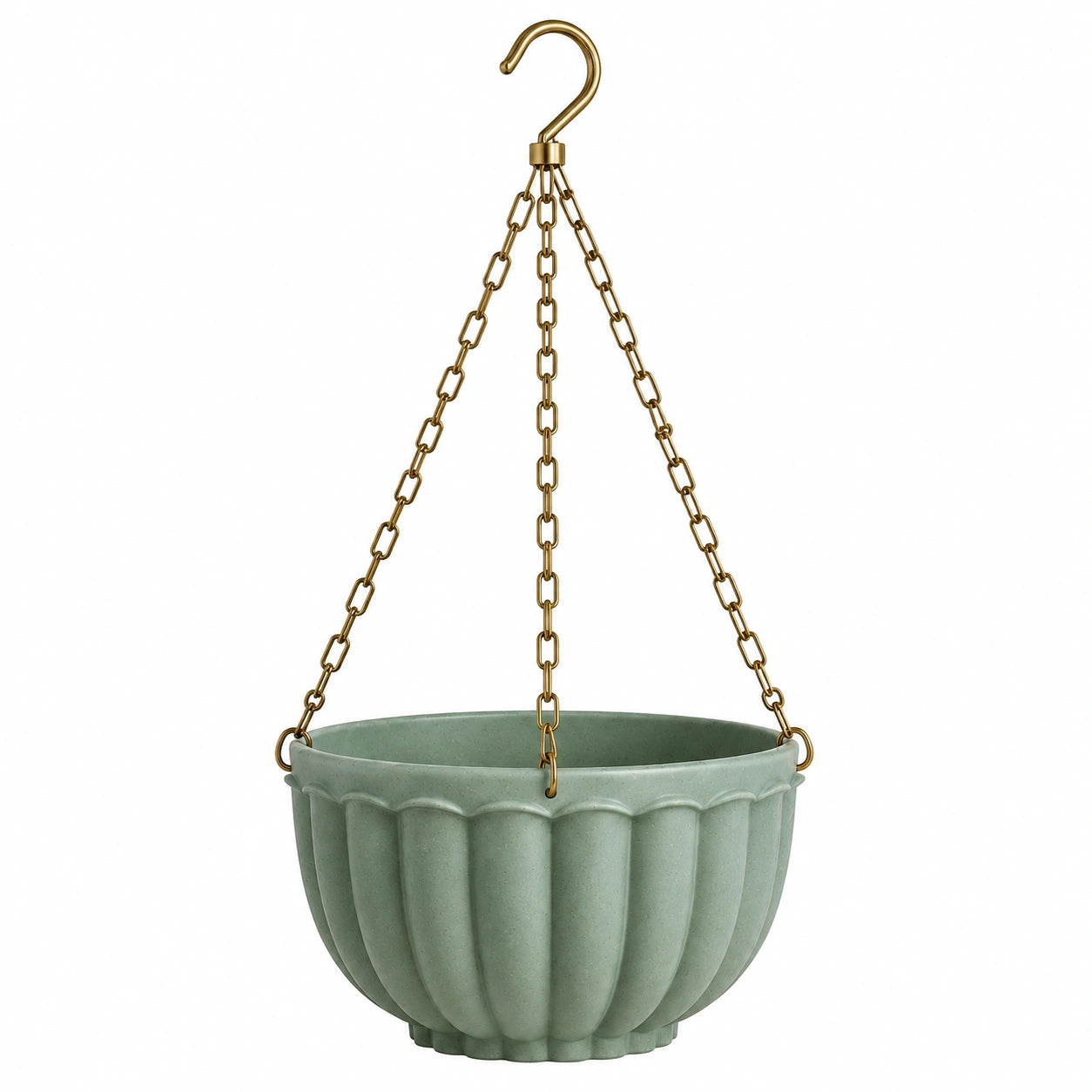 Hängeblumentopf 25 cm Kunststoff Salbeigrün mit Metallkette für Balkon und Garten