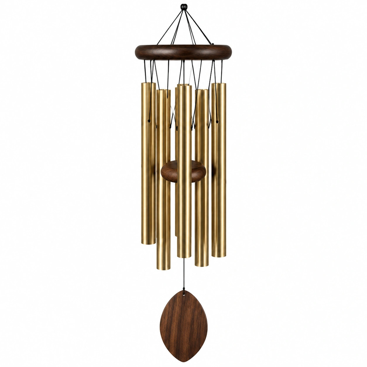 Windspiel 90 cm aus Metall und Holz in Goldbraun für Garten und Wohnraum