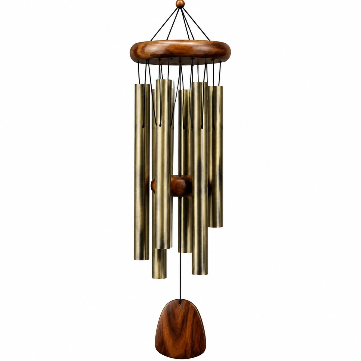 Windspiel 100 cm aus Metall und Holz in Messingbraun für Innen und Außen