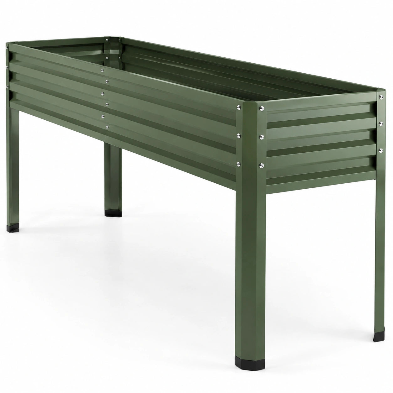 Hochbeet 120 x 60 x 80 cm aus pulverbeschichtetem Stahl dunkelgrün für Garten und Balkon