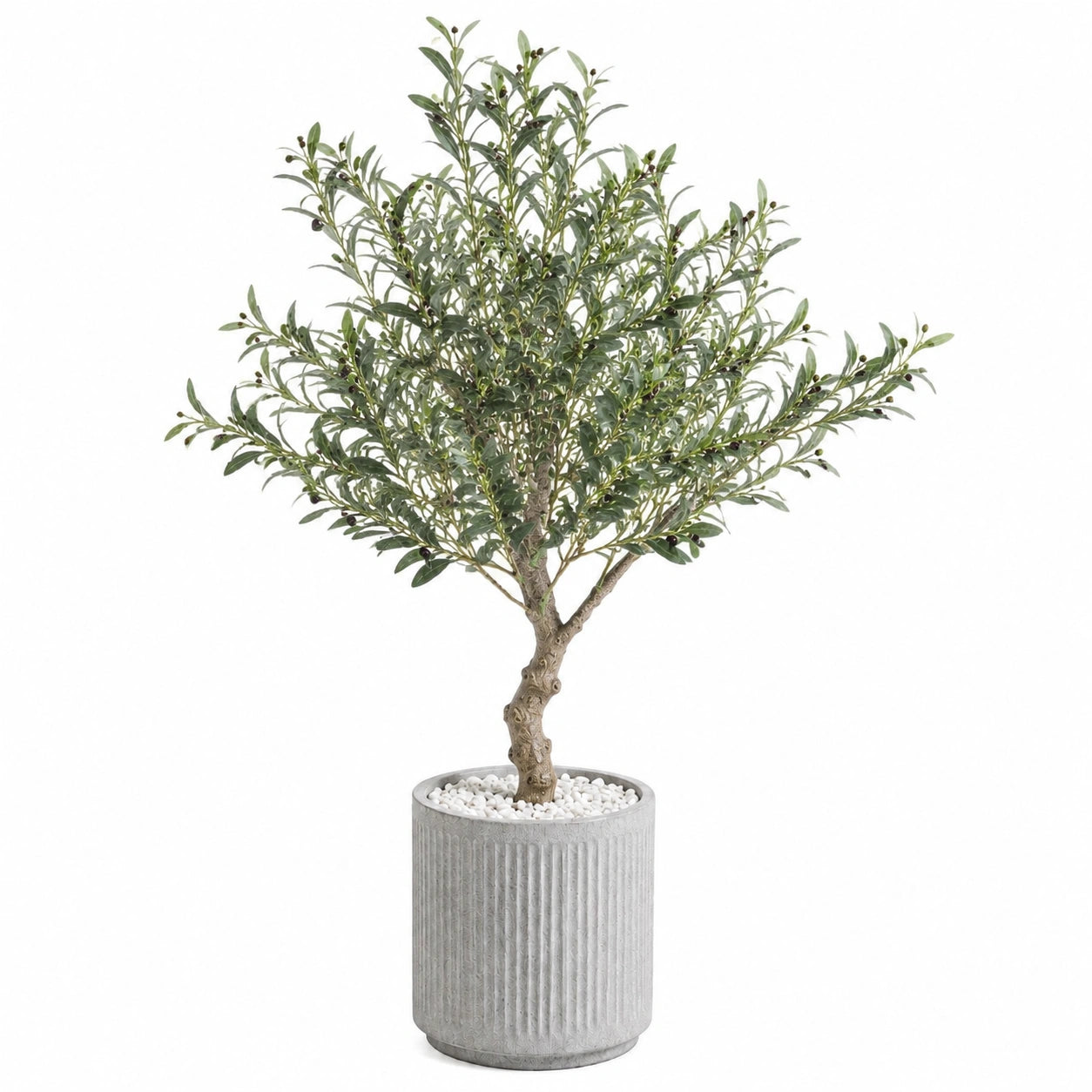 Künstlicher Olivenbaum 150 cm Kunststoff Grün für Innenräume mit Zementtopf