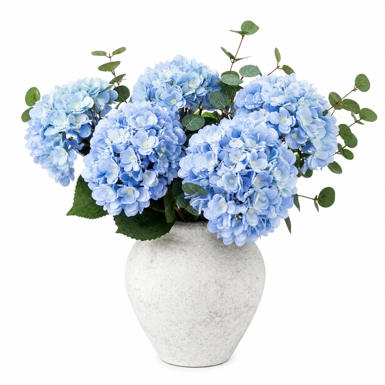 Kunstpflanze Hortensie 65 cm Blau mit Keramiktopf dekorativ